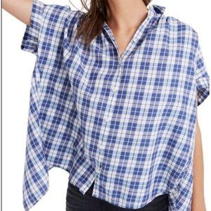 Madewell Central Drapey Open Back Shirt Size Large in Linus Plaid Oversized